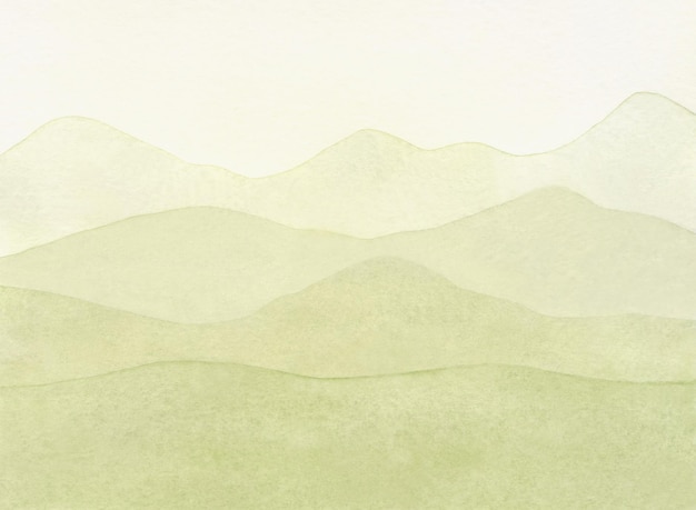 Photo watercolor illustration of a landscape with a panoramic view of green hills and mountains