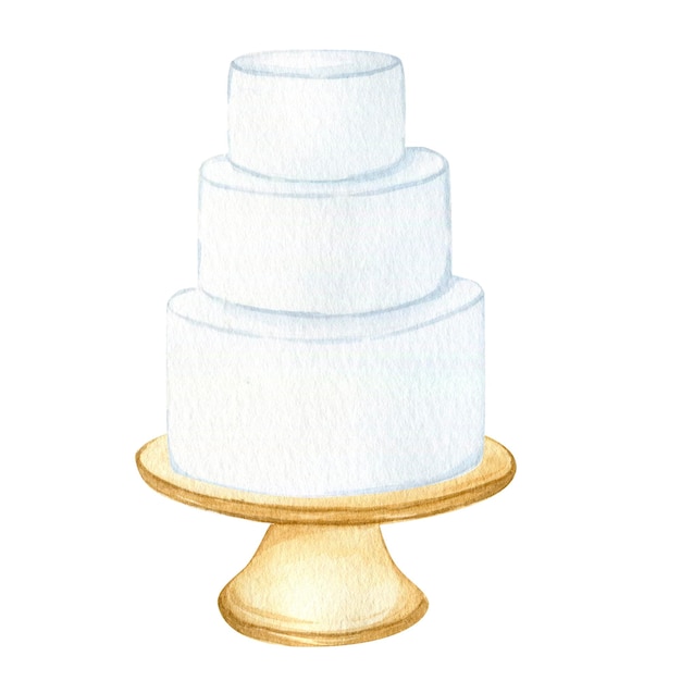 Watercolor illustration of a large cake