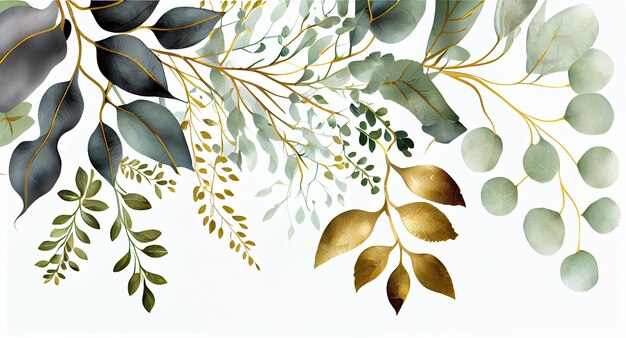 Watercolor illustration of leaves