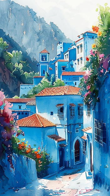 Watercolor illustration of Morocco