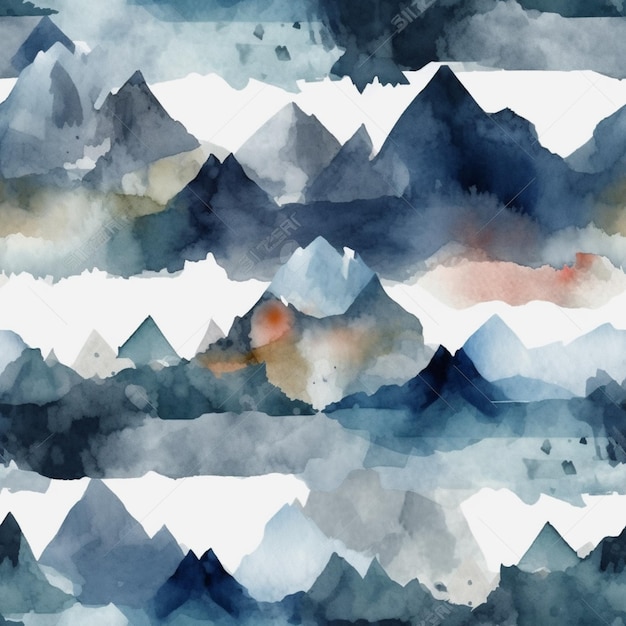 Watercolor illustration of a mountain landscape
