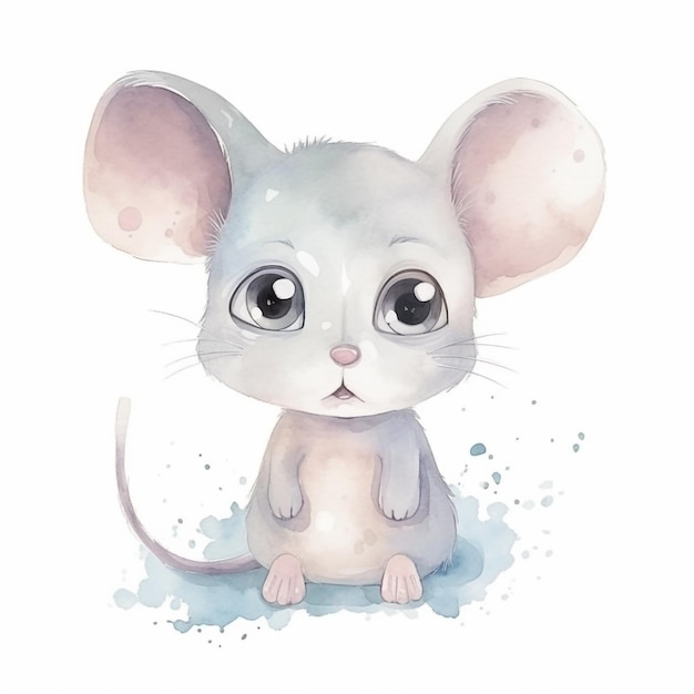 Photo watercolor illustration of a mouse