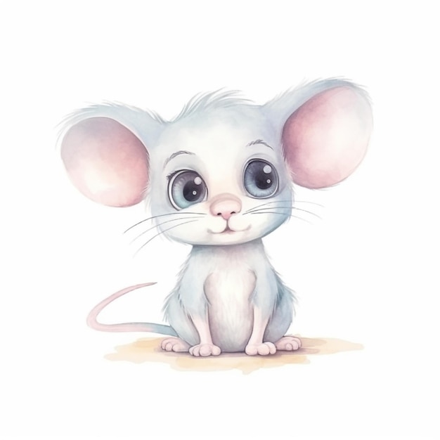 Watercolor illustration of a mouse