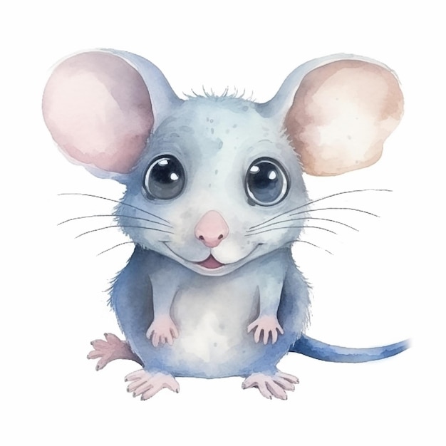 Watercolor illustration of a mouse