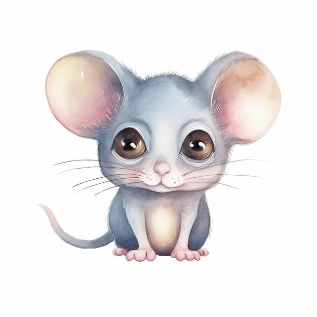 Watercolor illustration of a mouse