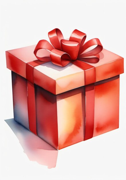 Акварельная иллюстрация открытой красной коробки для подарков или красной подарочной коробки, изолированной на белом фоне