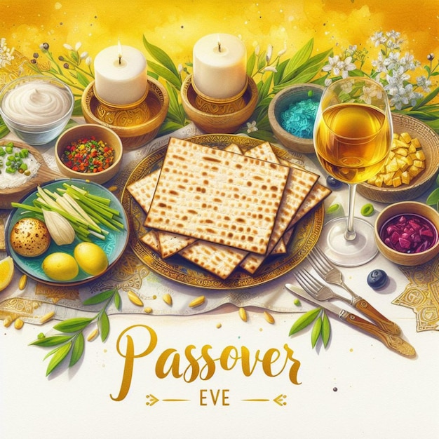 Watercolor illustration of Passover event for social media use