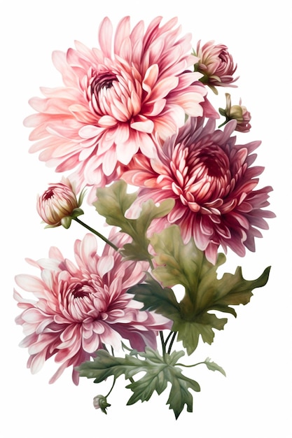 Watercolor illustration of a pink flower Generative AI