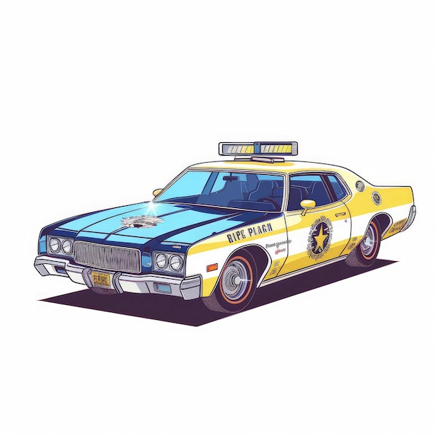 Photo watercolor illustration of police car isolated on white background