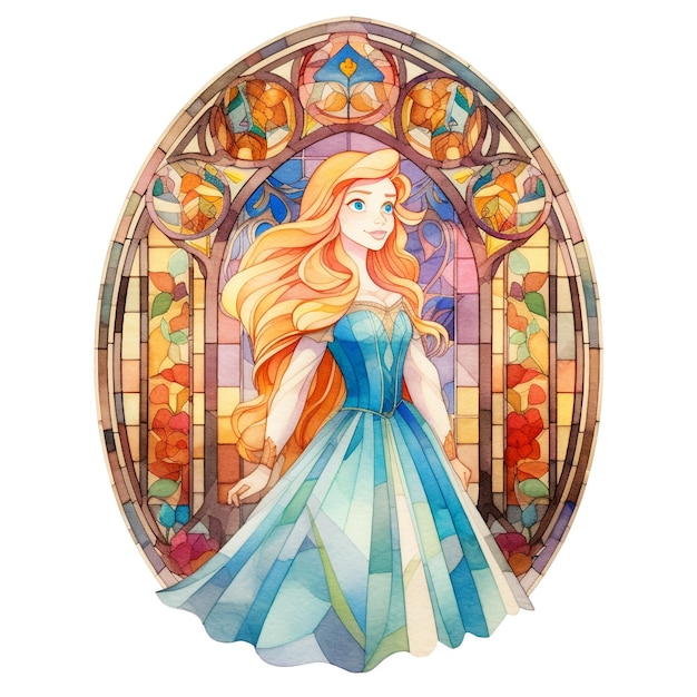 A watercolor illustration of a princess from tangled