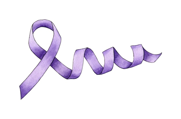 Premium Photo  Watercolor illustration purple ribbon symbol domestic  violence awareness month october