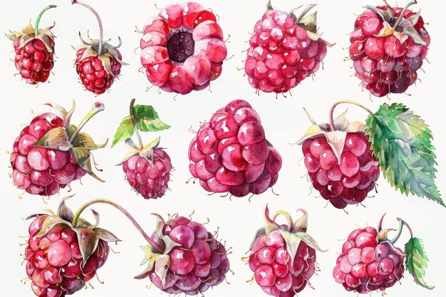 a watercolor illustration of raspberry and raspberry