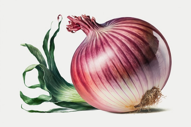 watercolor illustration of a red onion
