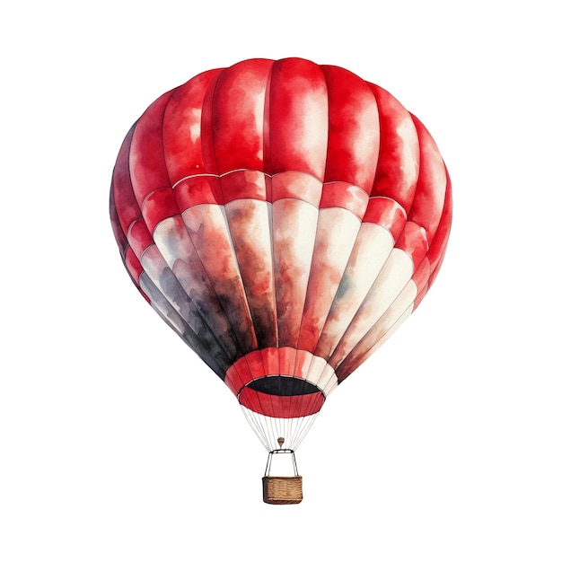 Watercolor illustration of a red and white hot air balloon Ai illustration