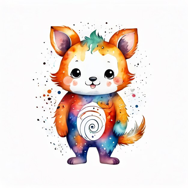 Photo watercolor illustration room decor cute animal character for printing on the wall