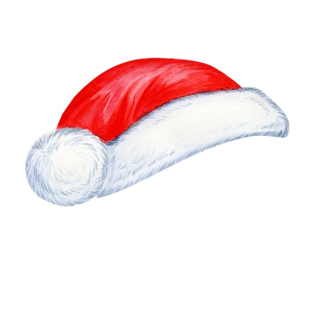 Foto illustrazione ad acquerello del cappello rosso di babbo natale