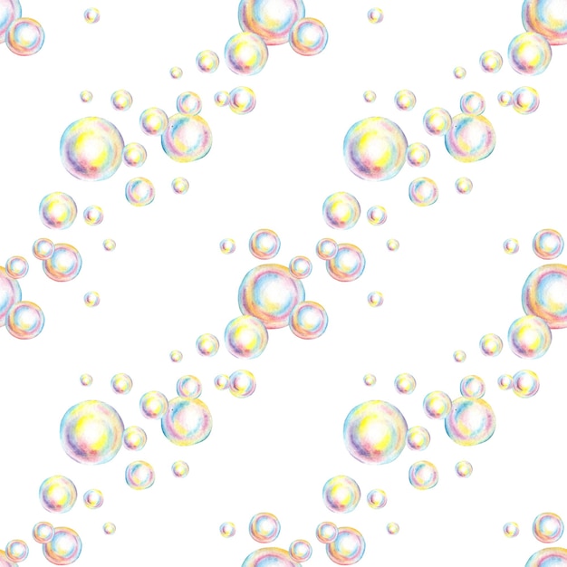 写真 アクアカラー イラスト ソープの泡が対角に描かれたシームレスパターン 夏の玩具 シンボル 浴場の時間 カーニバル バブルパーティー 単独の手描き バナー カード チラシのデザイン