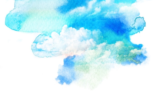 Акварель иллюстрации небо с облаком.