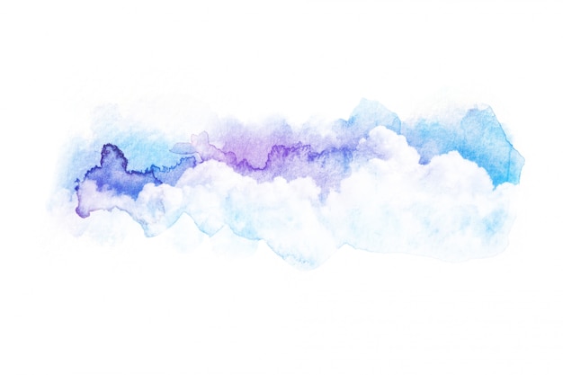 Watercolor illustration of sky with cloud.