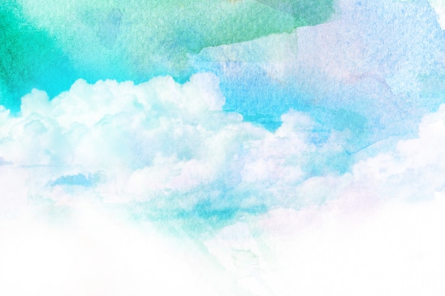 Watercolor illustration of sky with cloud.