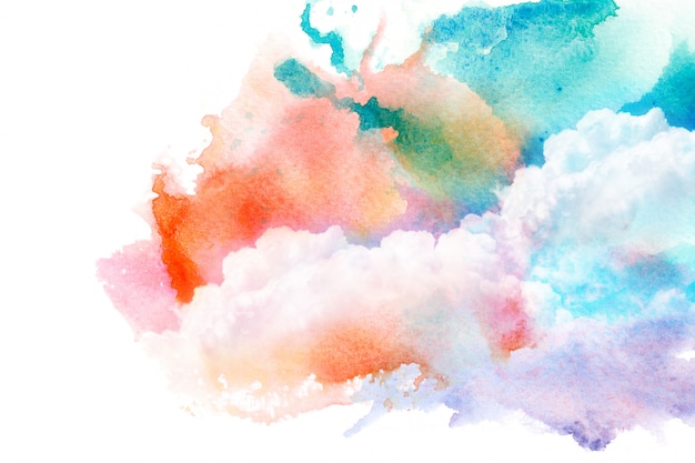 Watercolor illustration of sky with cloud.