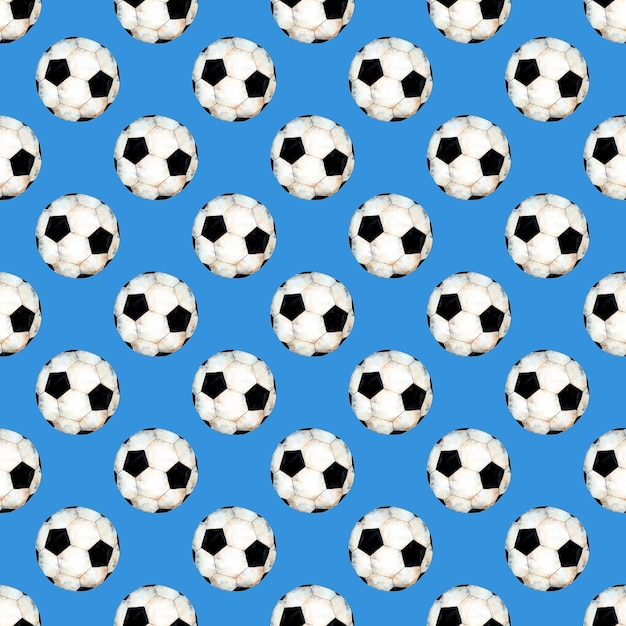 watercolor illustration of a soccer ball pattern sports symbol seamless repeating print