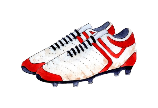 Watercolor illustration of soccer shoes Special for playing football or rugby Shoes