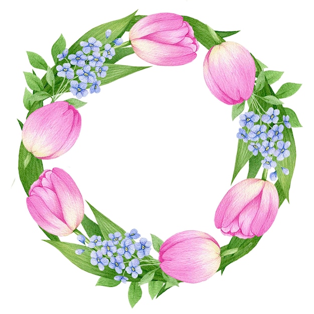 Watercolor illustration spring flower arrangement