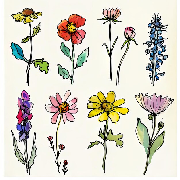 Photo watercolor illustration of spring flowers