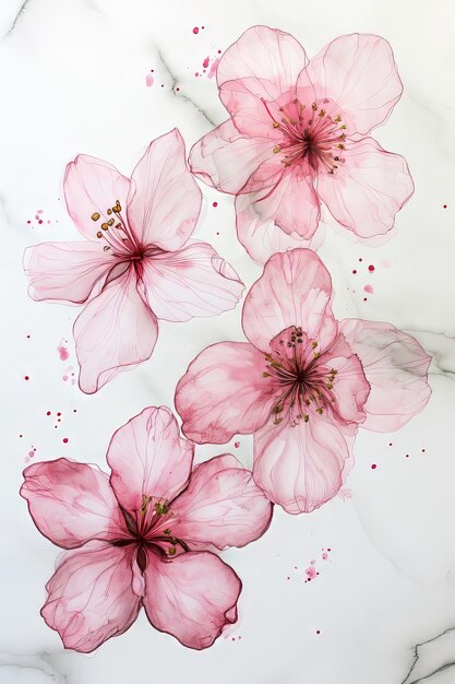 Photo watercolor illustration of spring flowers