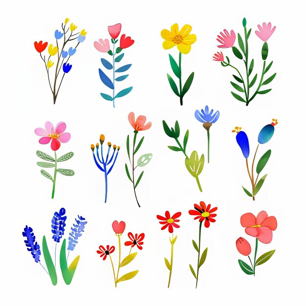 Watercolor illustration of spring flowers