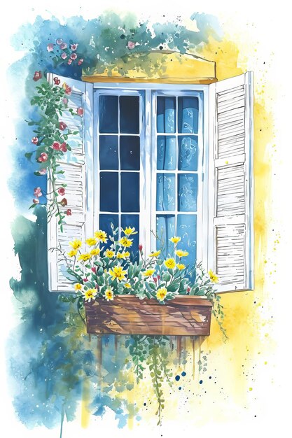 Watercolor illustration of spring flowers