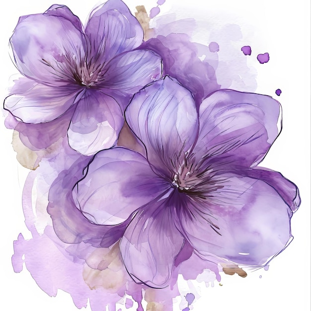 Watercolor illustration of spring flowers