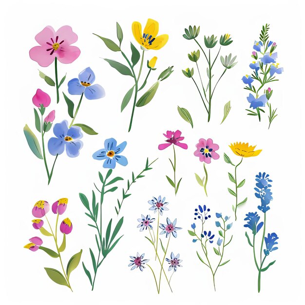 Watercolor illustration of spring flowers