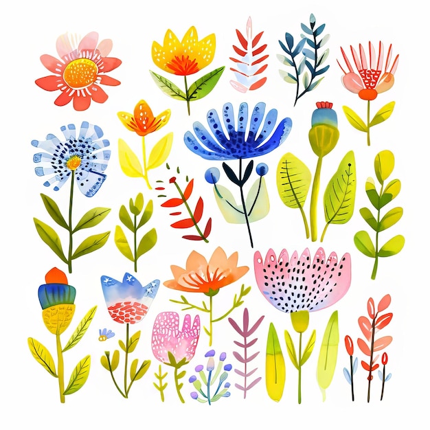 Watercolor illustration of spring flowers