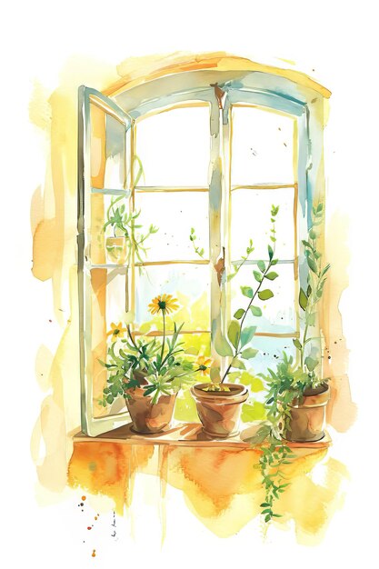 Watercolor illustration of spring flowers