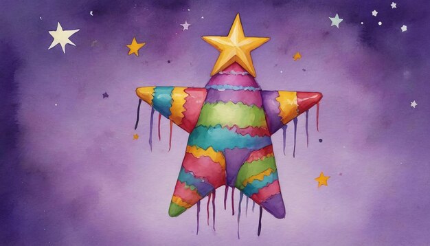 Watercolor Illustration Of Star PiaAta Watercolor Against Purple Background