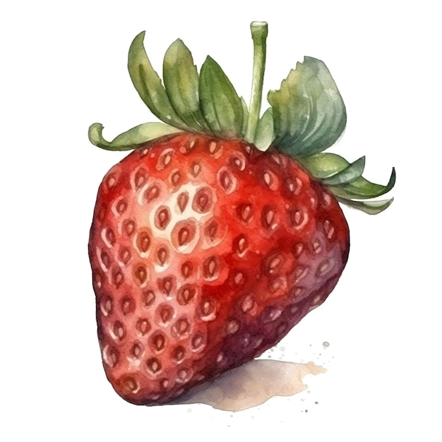 Watercolor illustration of strawberry Juicy berry single element Generative AI