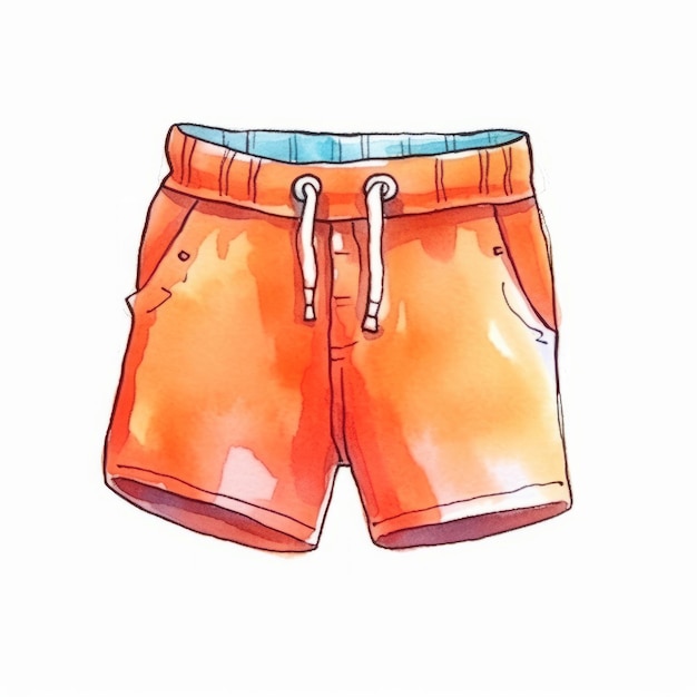 Premium AI Image  Watercolor illustration of summer men039s shorts  Isolated on white background