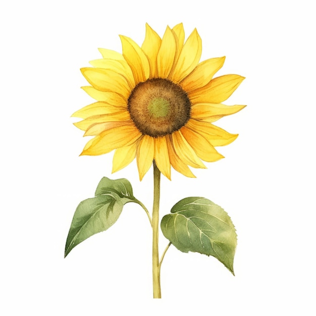 Watercolor illustration of sunflowers Watercolor floral Botanical Drawing White background