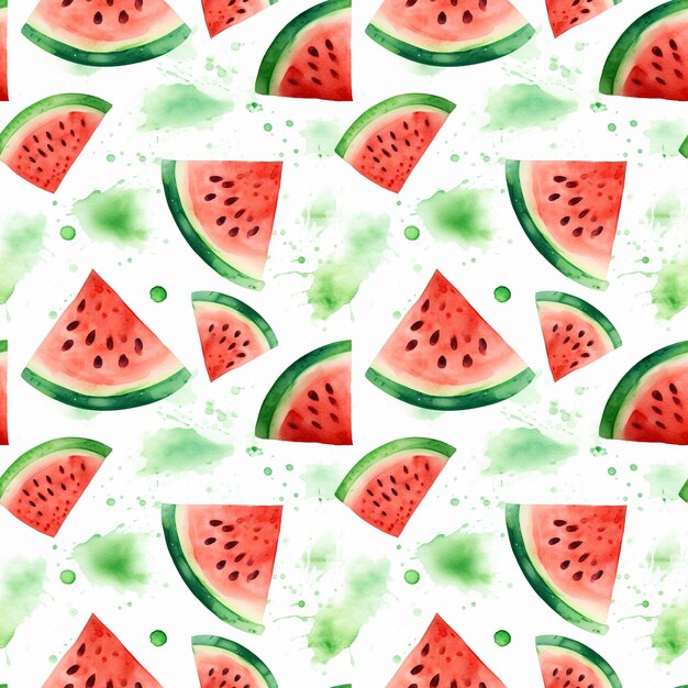 Photo watercolor illustration of a watermelon pattern seamless repeating pattern