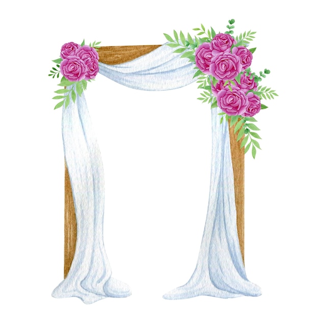 Watercolor illustration wedding flower arch