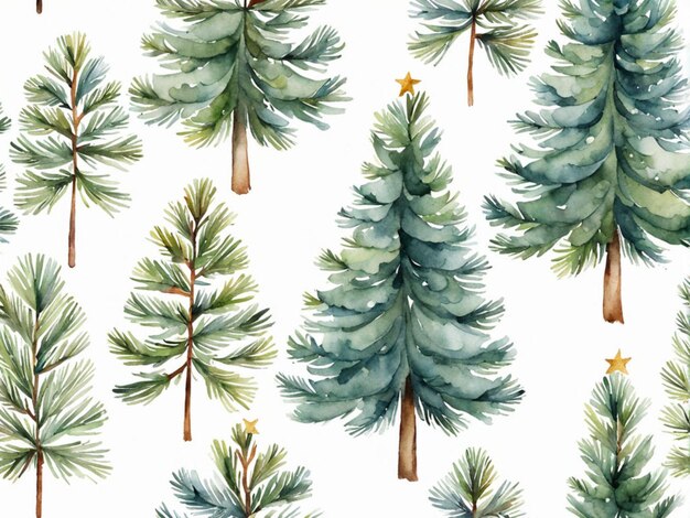 watercolor illustration on white background Christmas tree pine