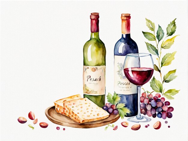 watercolor illustration on white background Passover