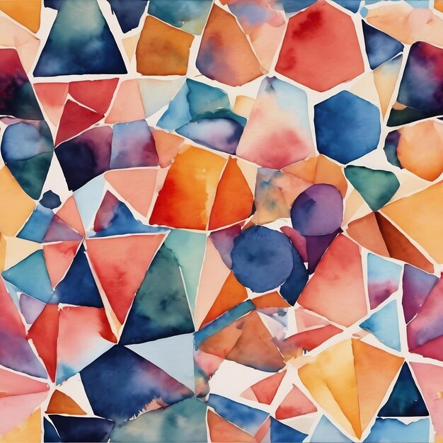 Watercolor illustration with geometric elements ai generative