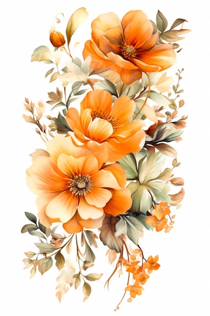 Vector Fleur d'Orange illustration. Digital watercolor simulation  illustration. Detailed colored blossom picture. …