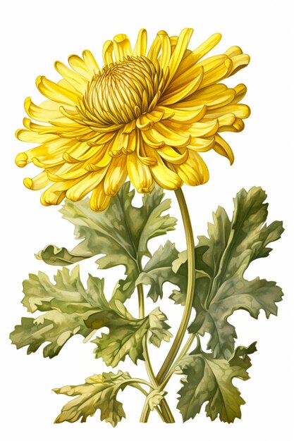 Watercolor illustration of a Yellow flower Generative AI