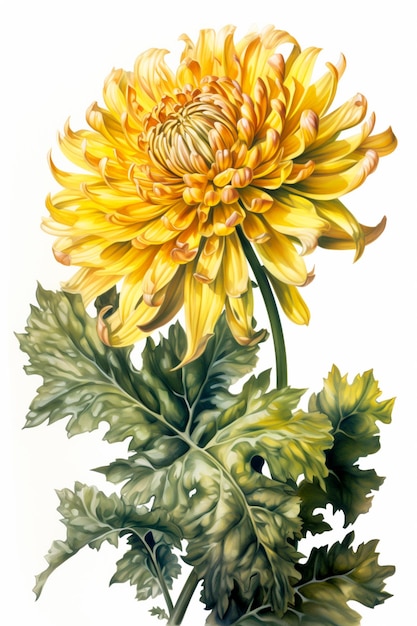 Watercolor illustration of a Yellow flower Generative AI