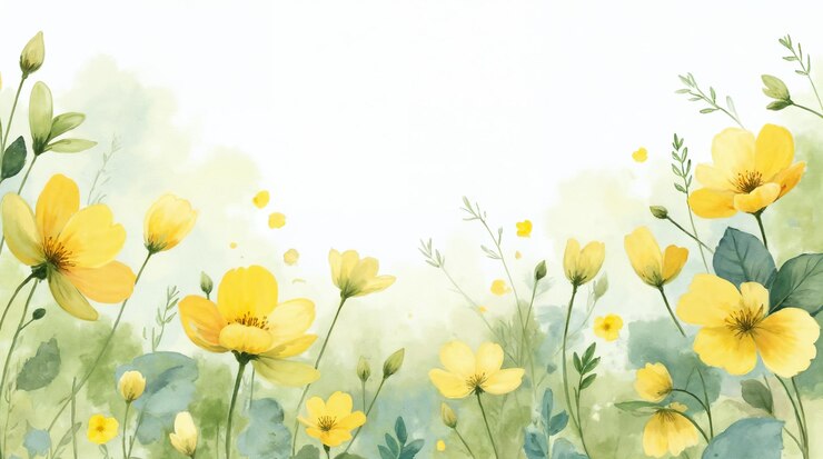 Photo 庭 の 黄色い 花 の 水彩画