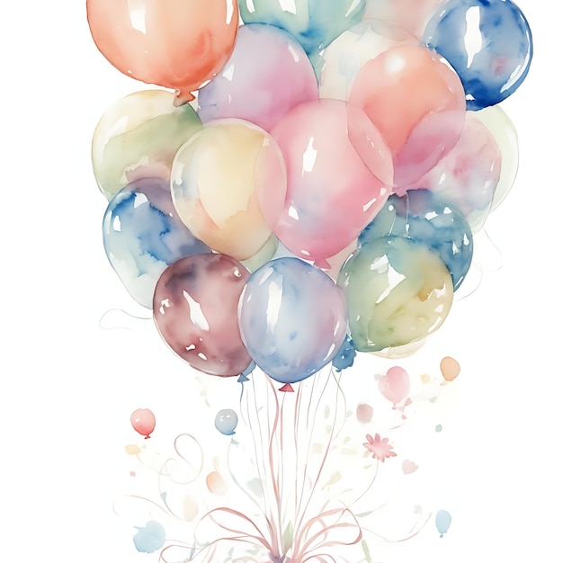 Watercolor Illustrations Balloon Bouquet Bliss